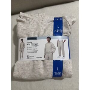 Mondetta Youth 2 Piece Fleece Hoodie and Jogger Set White Confetti Size L 14/16
